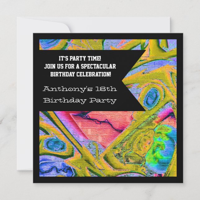 Graffiti Gothic Webben Birthday Inbjudan (Framsida)