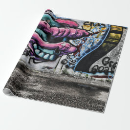 Graffiti Grått Rosa Skull Urban Street Wall Art Presentpapper