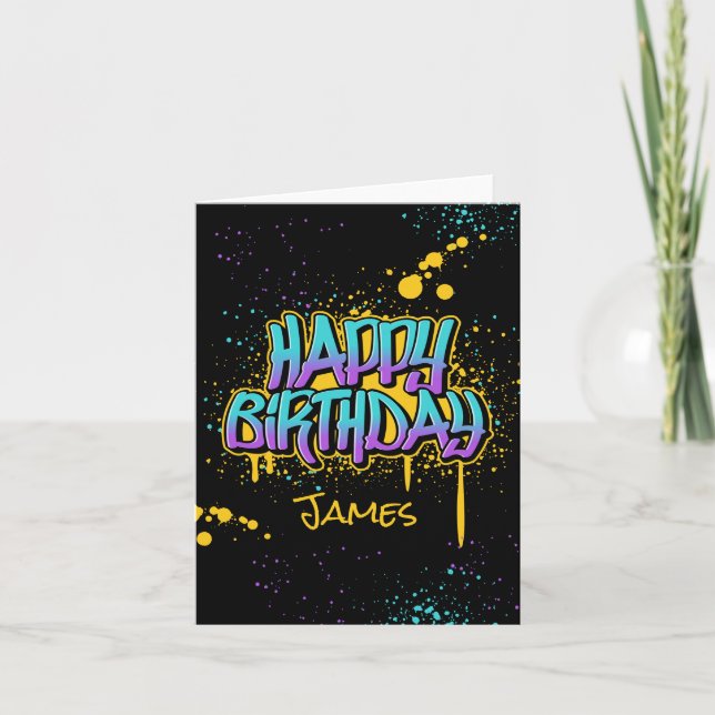 Graffiti Grattis på födelsedagen Card Kort (Framsida)