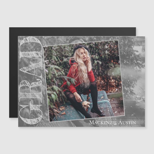 Graffiti Grunge Grad | Studenten Photo Keepsaké Magnetisk Inbjudningskort (Fram/baksida)