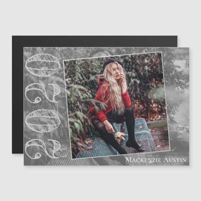 Graffiti Grunge | Modern Studenten-fotoKeepsaké Magnetisk Inbjudningskort (Fram/baksida)