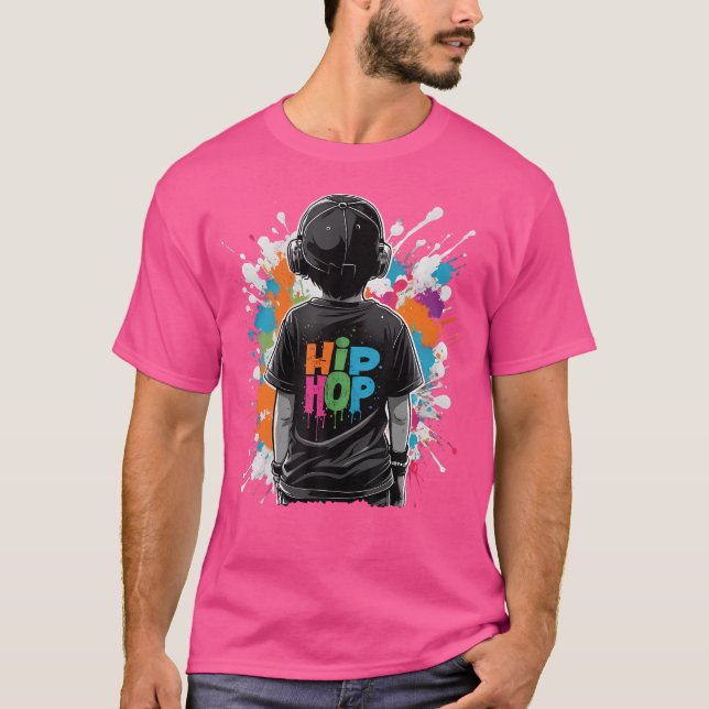 Graffiti Grunge Paint Splatters by Kid Wearing Hip T Shirt (Framsida)