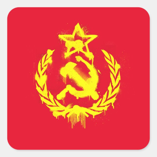 Graffiti Hammer & Sickle Stickers Fyrkantigt Klistermärke (Framsida)