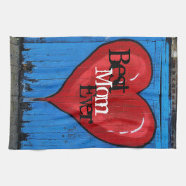 Graffiti Heart, blue wall, Best Mamma Aldrig-köket Kökshandduk