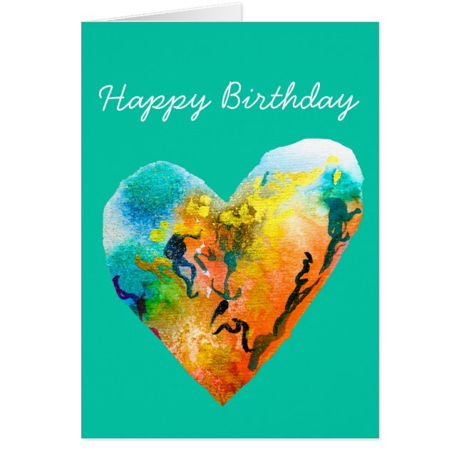 Graffiti heart watercolor art hälsningskort (Framsidan)