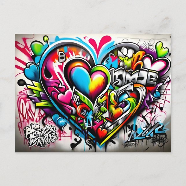 Graffiti Hearts # 6 Vykort (Framsida)