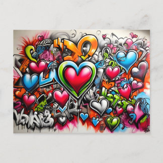 Graffiti Hearts # 7 Vykort