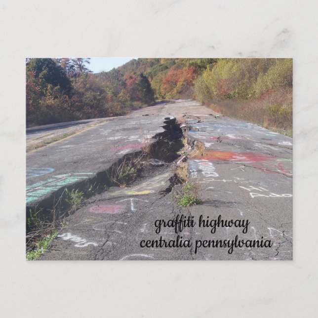 graffiti highway centralia pennsylvania post card vykort (Framsida)
