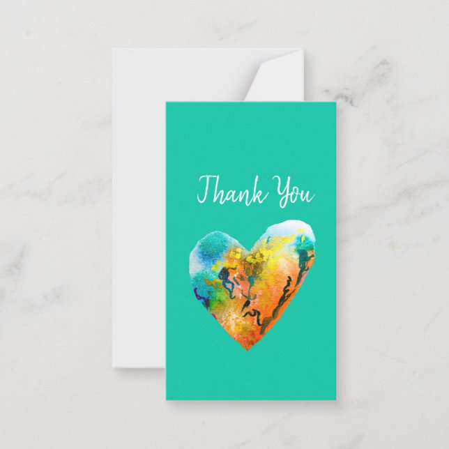 Graffiti hjärta akvarell konst anteckningskort (Framsida)