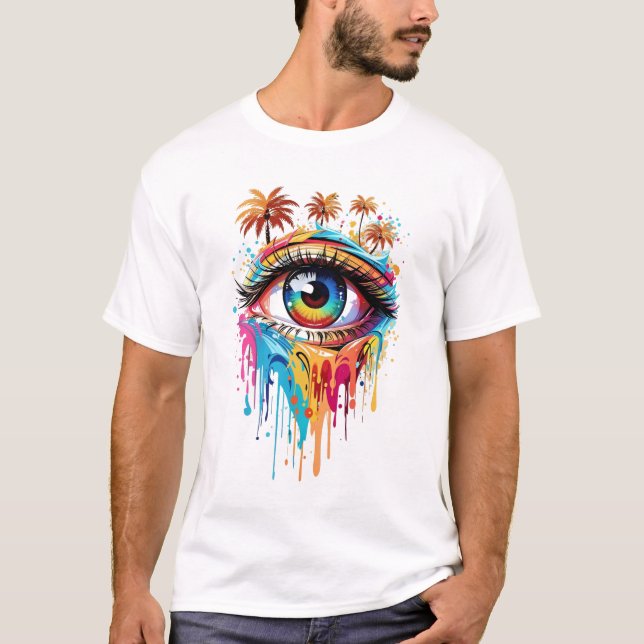 Graffiti illustration av färglöst öga t shirt (Framsida)