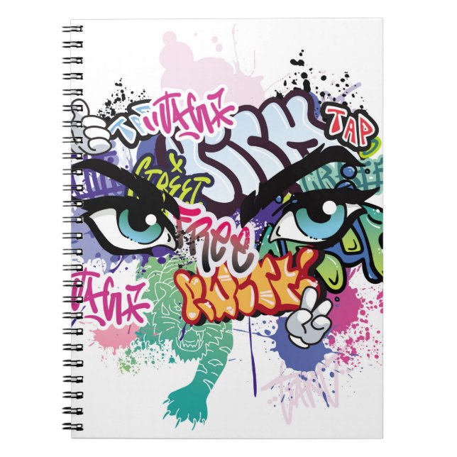 Graffiti illustration med street graffiti brev anteckningsbok (Framsidan)