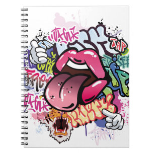 Graffiti illustration med street graffiti brev anteckningsbok