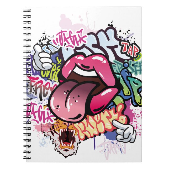 Graffiti illustration med street graffiti brev anteckningsbok (Framsidan)