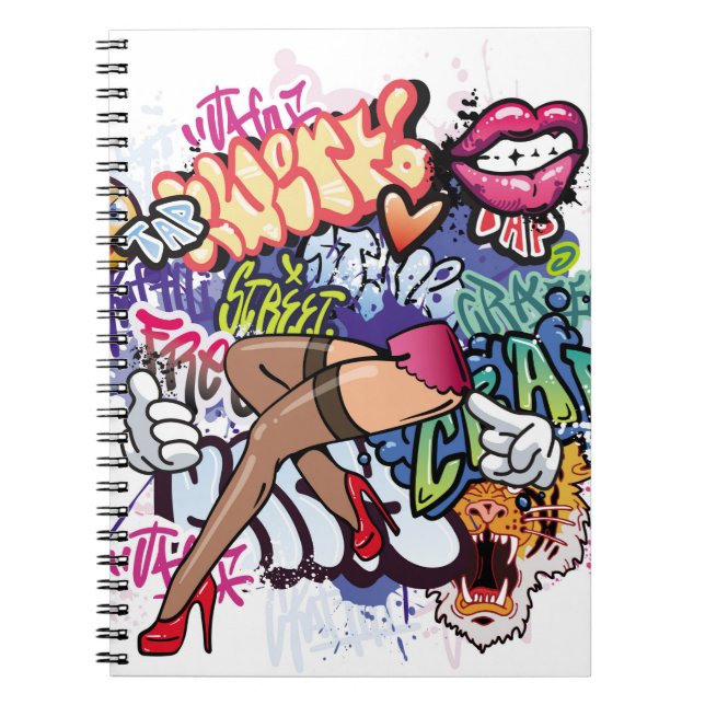 Graffiti illustration med street graffiti brev anteckningsbok (Framsidan)