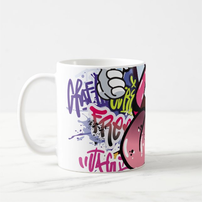 Graffiti illustration med street graffiti brev kaffemugg (Vänster)