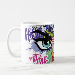 Graffiti illustration med street graffiti brev kaffemugg