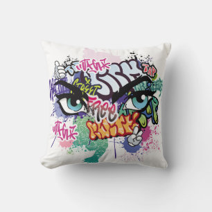 Graffiti illustration med street graffiti brev kudde