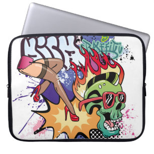 Graffiti illustration med street graffiti brev laptop fodral