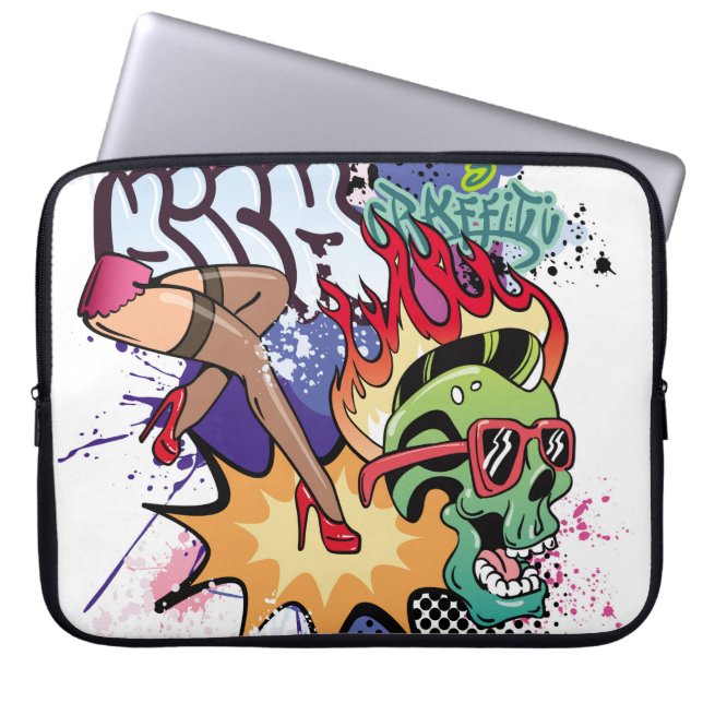 Graffiti illustration med street graffiti brev laptop fodral (Framsidan)