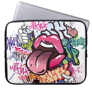 Graffiti illustration med street graffiti brev laptop fodral