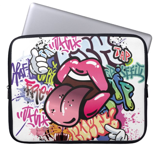 Graffiti illustration med street graffiti brev laptop fodral (Framsidan)