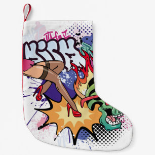 Graffiti illustration med street graffiti brev liten julstrumpa