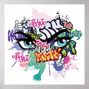 Graffiti illustration med street graffiti brev poster