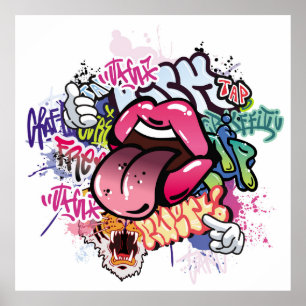 Graffiti illustration med street graffiti brev poster