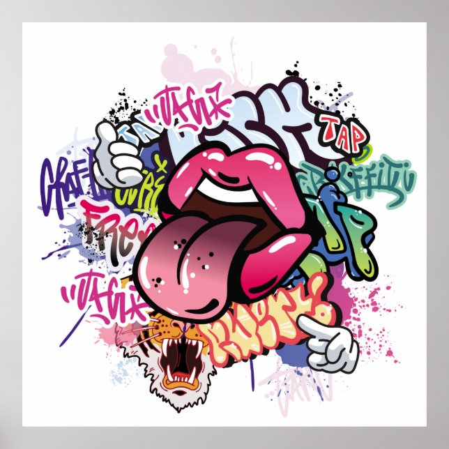 Graffiti illustration med street graffiti brev poster (Framsidan)