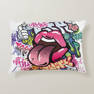 Graffiti illustration med street graffiti brev prydnadskudde