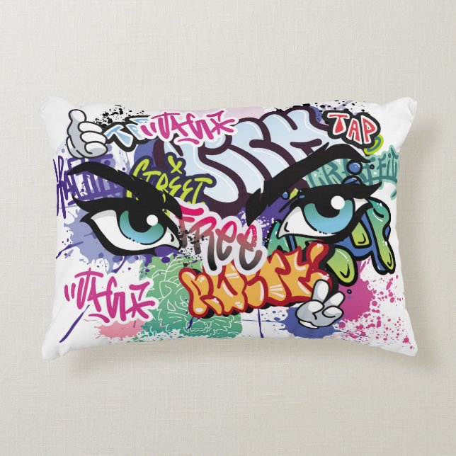 Graffiti illustration med street graffiti brev prydnadskudde (Framsidan)