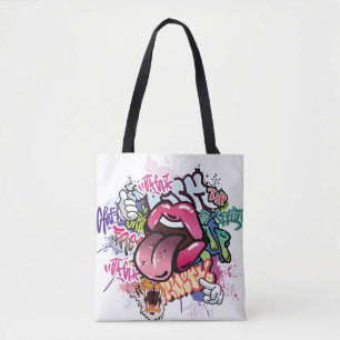 Graffiti illustration med street graffiti brev tygkasse