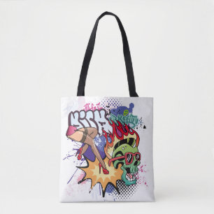 Graffiti illustration med street graffiti brev tygkasse