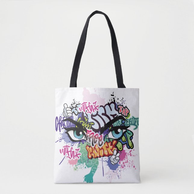 Graffiti illustration med street graffiti brev tygkasse (Framsida)