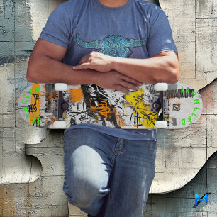 Graffiti-Inspired Design & Bold Abstrakt Mönster Mini Skateboard Bräda 18,5 Cm