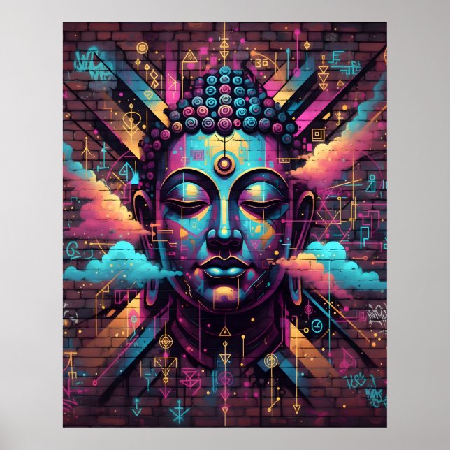 Graffiti inspired Modern Art | Meditating Buddha Poster (Framsidan)