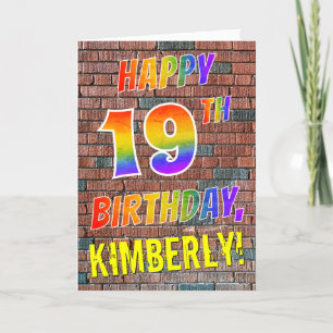 Graffiti Inspired Rainbow look LYCKLIG 19TH BIRTHD Kort