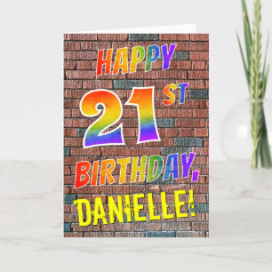 Graffiti Inspired Rainbow look LYCKLIG 21ST BIRTHD Kort