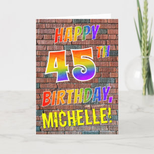 Graffiti Inspired Rainbow look LYCKLIG 45:E BIRTHD Kort
