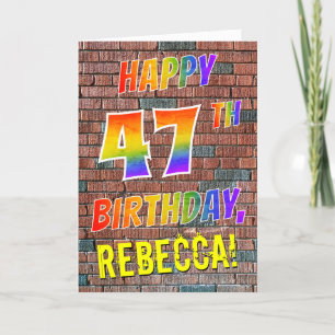 Graffiti Inspired Rainbow look LYCKLIG 47:E BIRTHD Kort