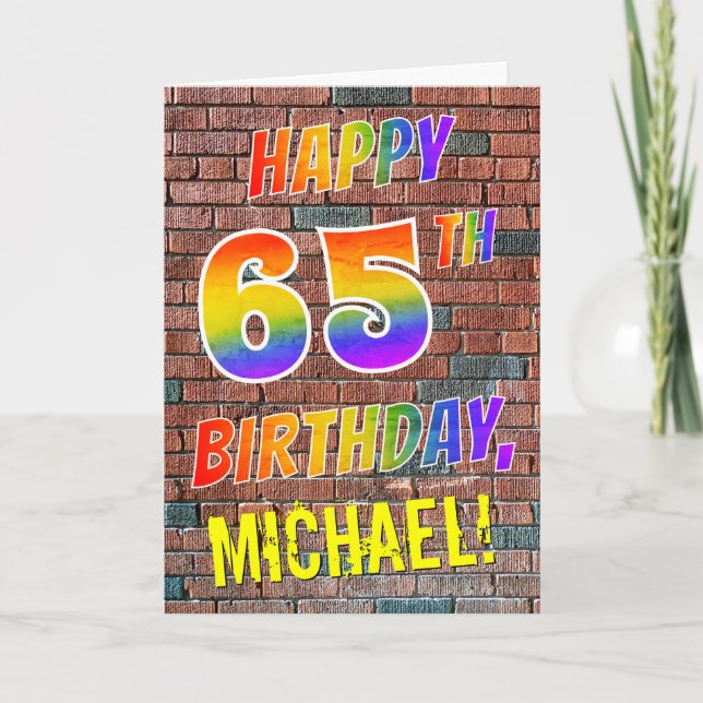 Graffiti Inspired Rainbow look LYCKLIG 65E BIRTHDA Kort (Framsida)