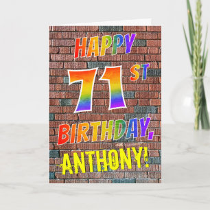 Graffiti Inspired Rainbow Se LYCKLIG 71ST BIRTHDAY Kort