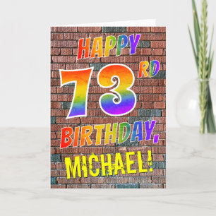 Graffiti Inspired Rainbow Se LYCKLIG 73RD BIRTHDAY Kort