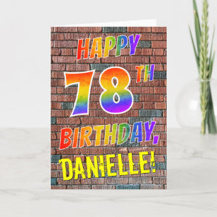 Graffiti Inspired Rainbow Se LYCKLIG 78:E BIRTHDAY Kort