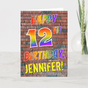 Graffiti Inspired Rainbow Titta LYCKLIG 12:E BIRTH Kort