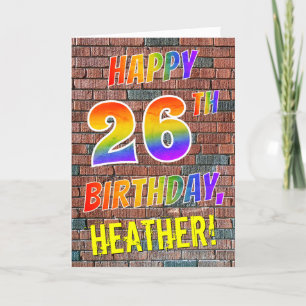 Graffiti Inspired Rainbow Titta LYCKLIG 26 BIRTHDA Kort