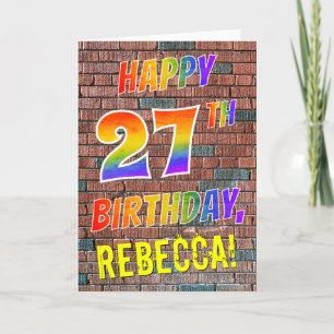Graffiti Inspired Rainbow Titta LYCKLIG 27 BIRTHDA Kort