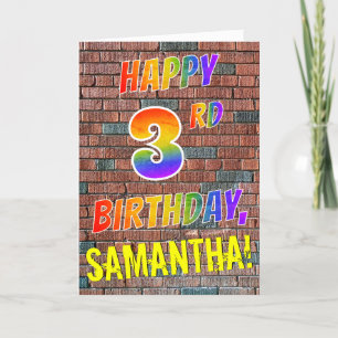 Graffiti Inspired Rainbow Titta LYCKLIG 3RD BIRTHD Kort