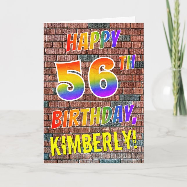 Graffiti Inspired Rainbow Titta LYCKLIG 56:E BIRTH Kort (Framsida)