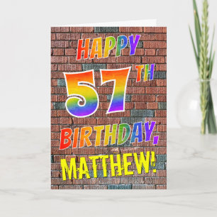 Graffiti Inspired Rainbow Titta LYCKLIG 57 BIRTHDA Kort